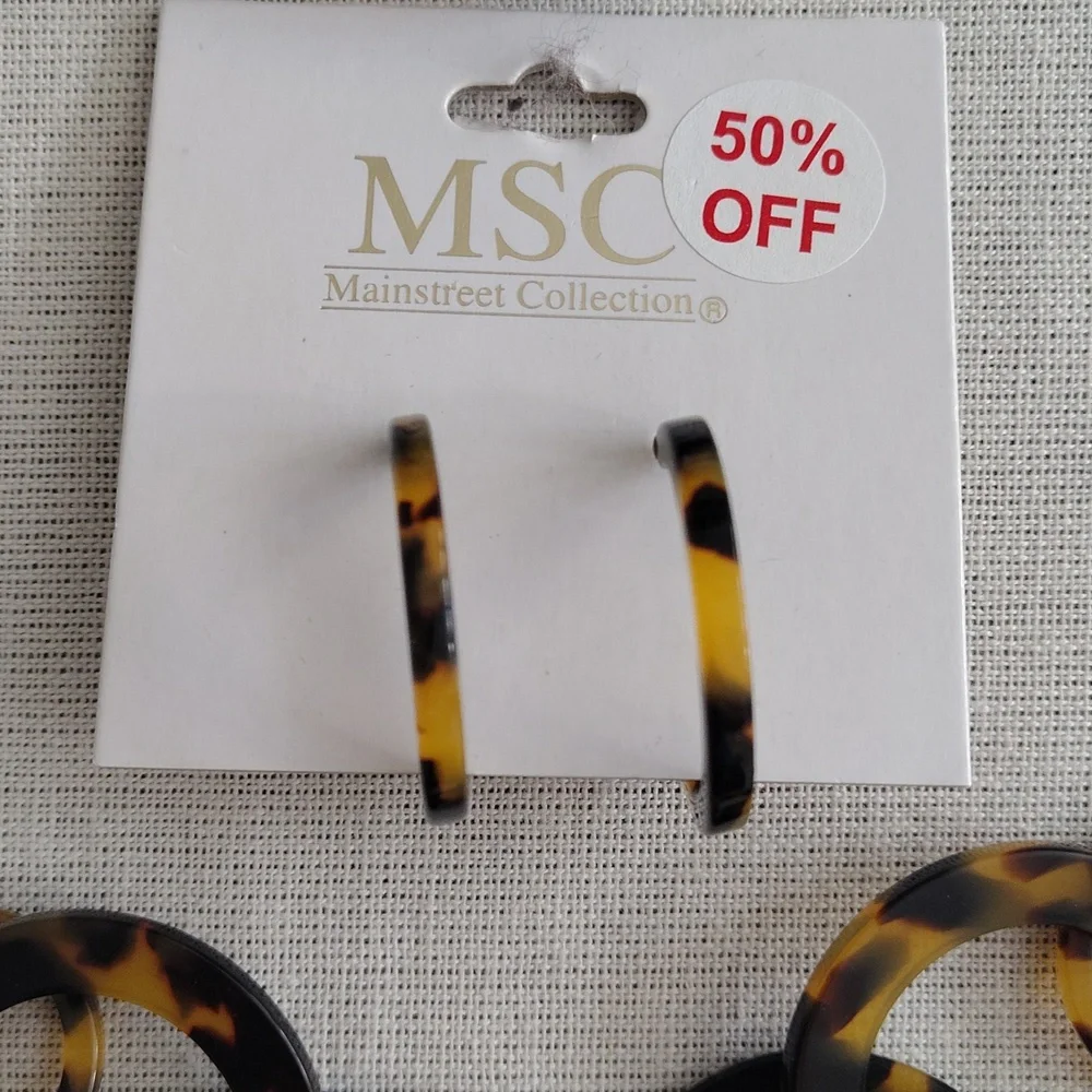 Earrings, Necklace, Bracelet Set By Mainstreet Collection NWT Animal Print Round - Picture 2 of 8